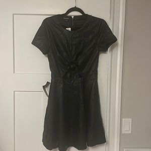 NWT black pleather bebe dress
